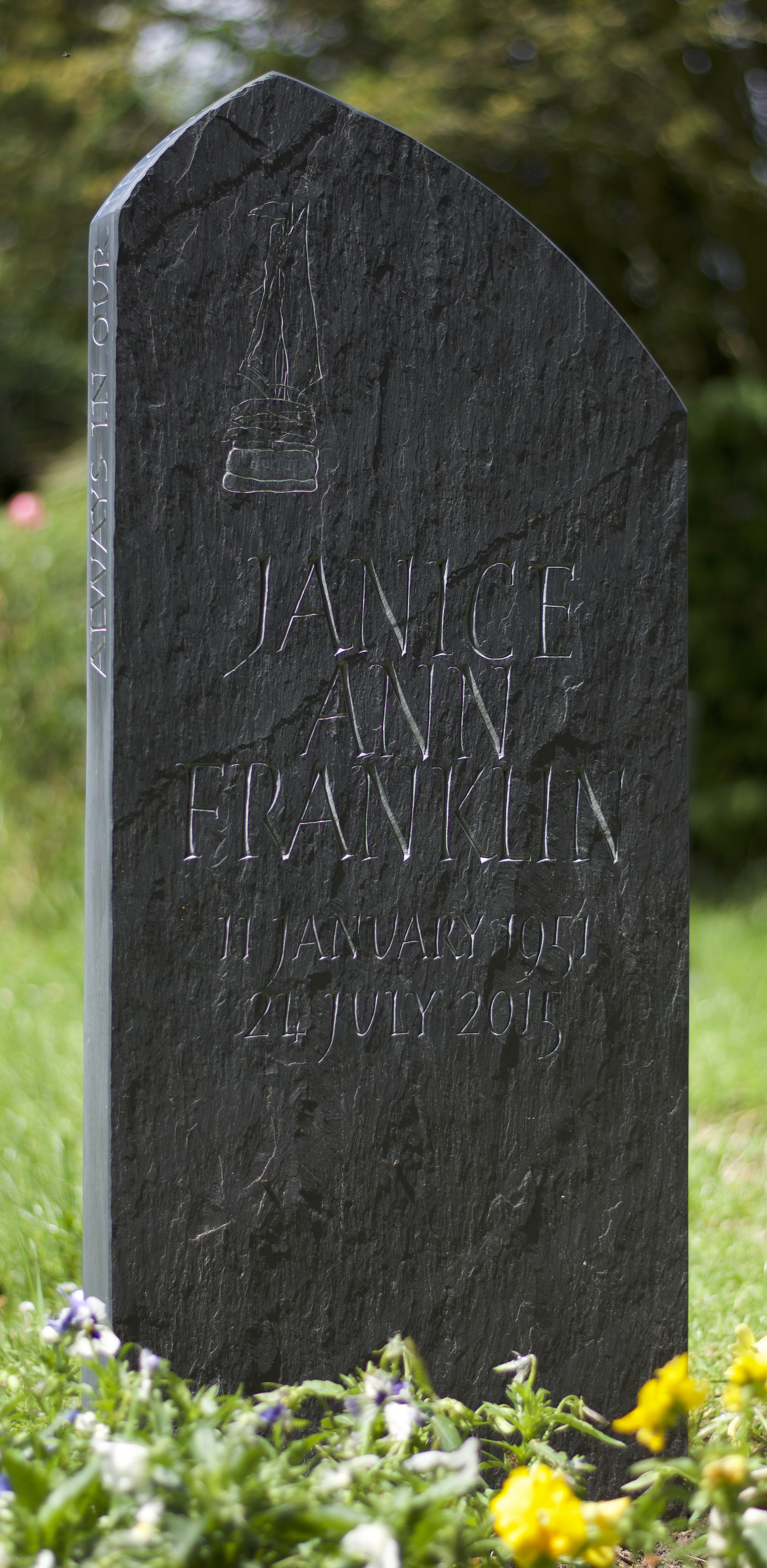 Headstone on riven Welsh slate