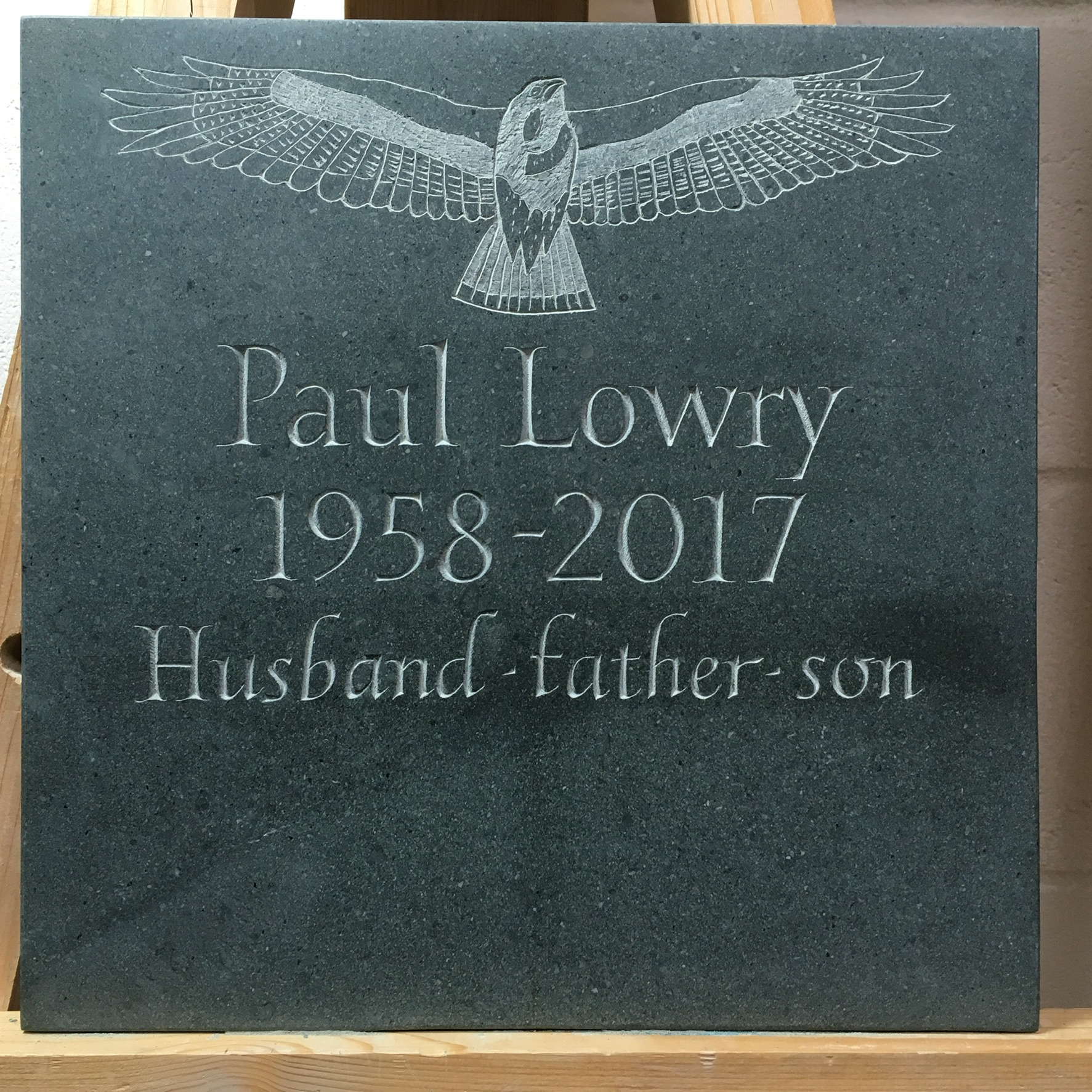 Cremation plaque on Cumbrian green slate