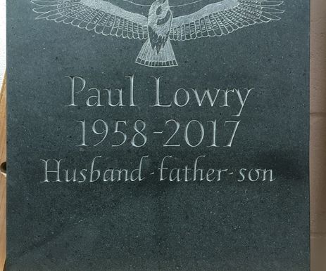 Cremation plaque on Cumbrian green slate