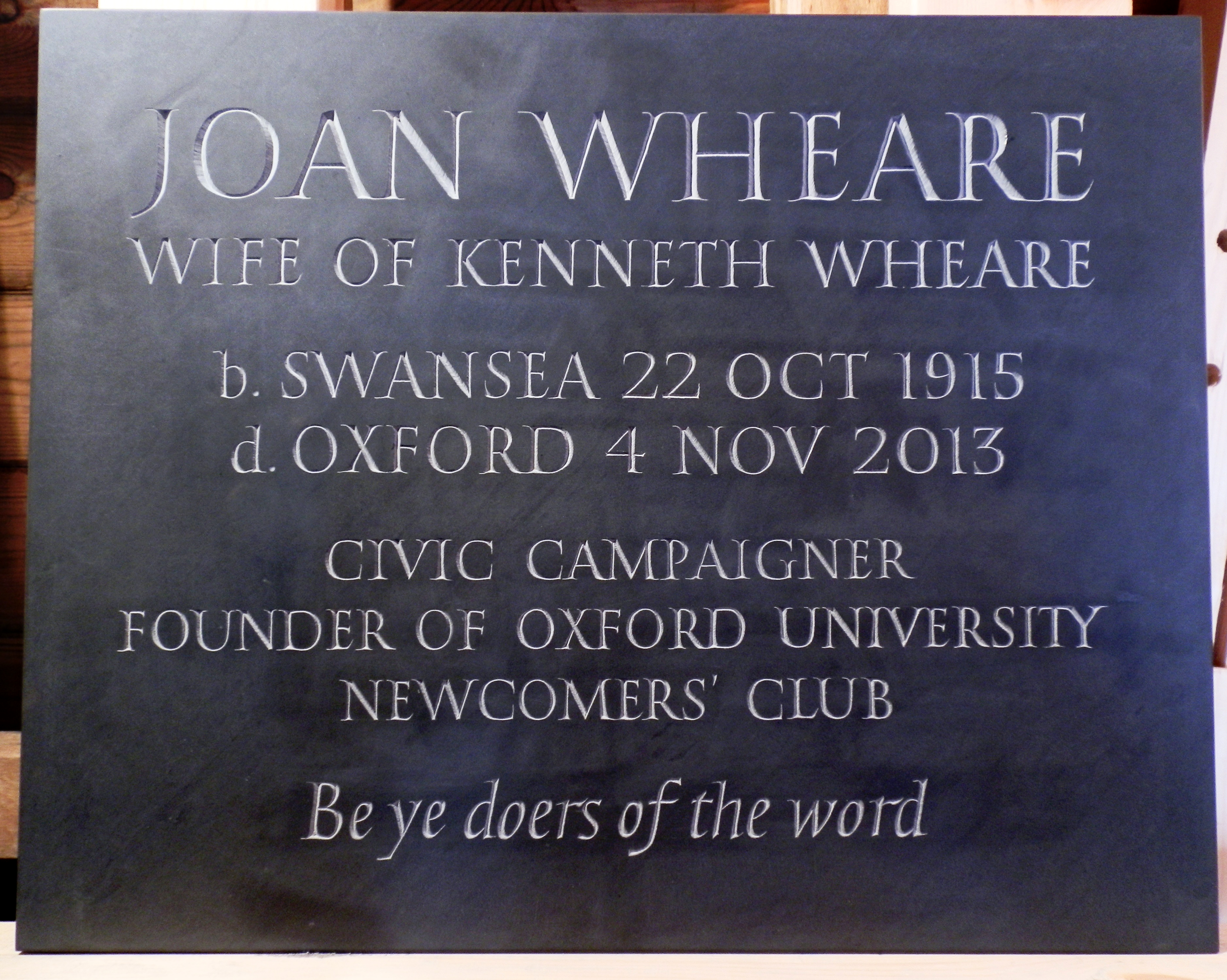 Cremation plaque on Welsh blue/black slate